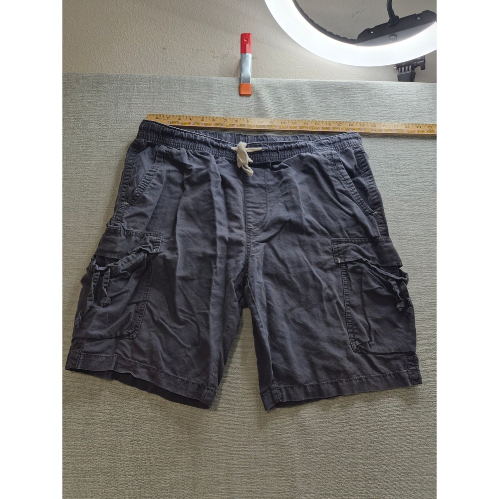 Union Utility Cargo Shorts Mens XL Navy Blue Linen Drawstring Hiking Camping